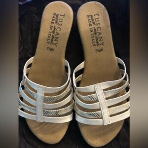 Tuscany Resort by Easy Street Strappy Snake-Print Sandals Size 7.5 Wide